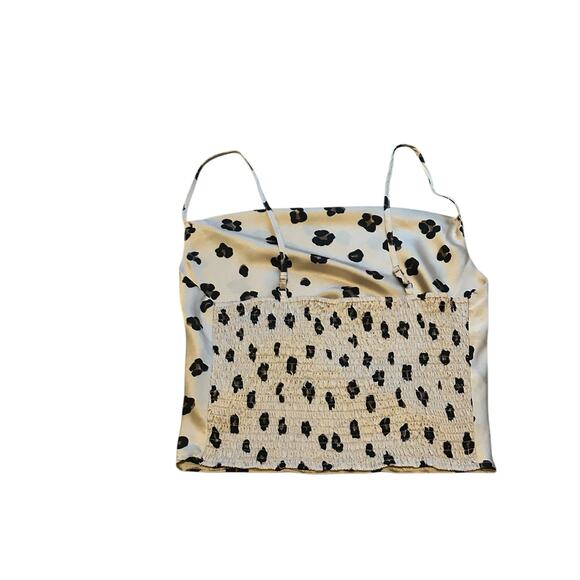 Women's Small Pink Black Brown Cheetah Print Crop Sleeveless Satin Tank Top - Picture 5 of 8